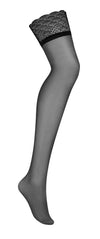 Schwarze Straps-Strümpfe Chemeris mit breiten Spitzen-Abschlüssen von Obsessive – Ansicht 3