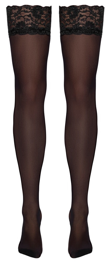 Schwarze elegante Strümpfe mit breitem Spitzenabschluss von Cottelli LEGWEAR – Ansicht 7