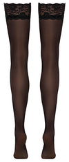 Schwarze elegante Strümpfe mit breitem Spitzenabschluss von Cottelli LEGWEAR – Ansicht 8