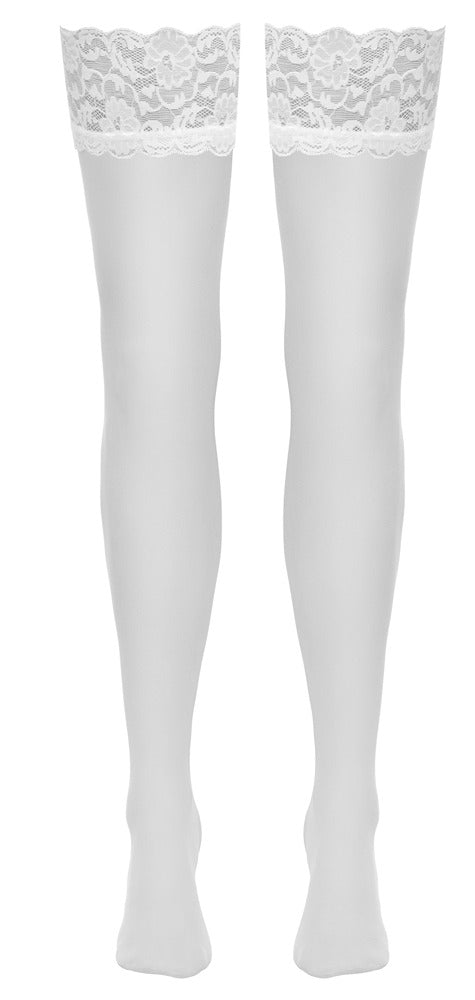 Weißes verführerisches Strumpf Paar mit breitem Spitzenabschluss von Cottelli LEGWEAR – Ansicht 7