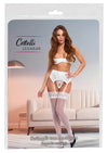 Weißes verführerisches Strumpf Paar mit breitem Spitzenabschluss von Cottelli LEGWEAR
