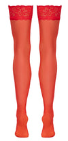 Rotes verführerisches Strumpf Paar mit breitem Spitzenabschluss von Cottelli LEGWEAR – Ansicht 8