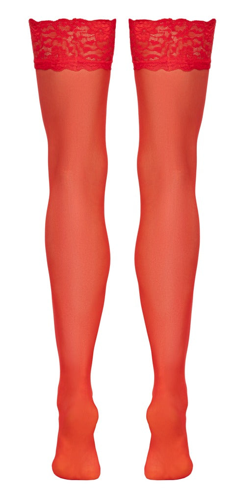 Rotes verführerisches Strumpf Paar mit breitem Spitzenabschluss von Cottelli LEGWEAR – Ansicht 8