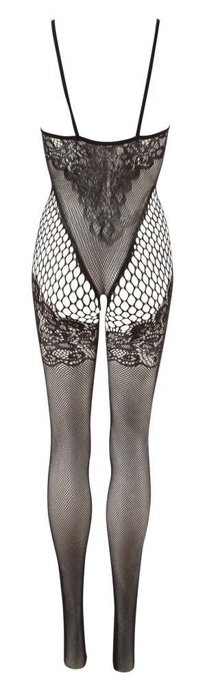 Schwarzer Catsuit mit Spitzen-Optik und Fuß (offener Schritt) von NO:XQSE – Ansicht 8
