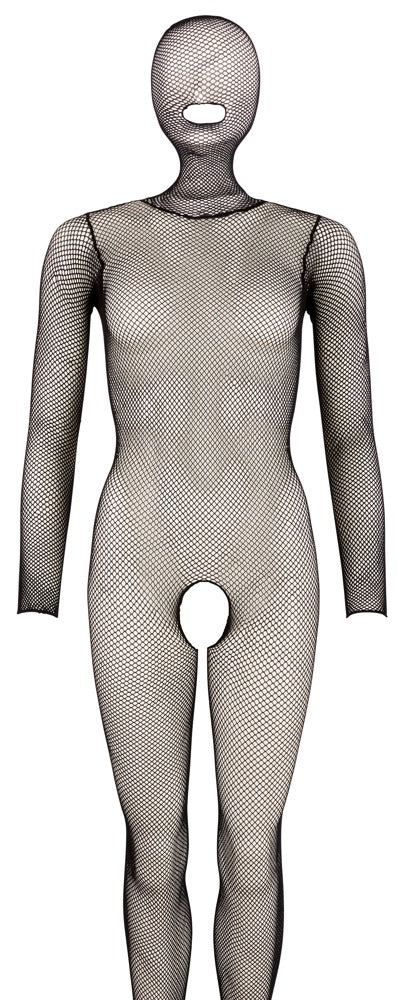 Schwarzer Netz-Catsuit ouvert mit integrierter Kopfmaske und Fuß von NO:XQSE – Ansicht 6