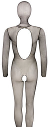 Schwarzer Netz-Catsuit ouvert mit integrierter Kopfmaske und Fuß von NO:XQSE – Ansicht 7