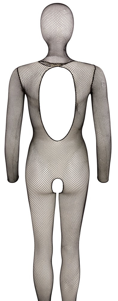 Schwarzer Netz-Catsuit ouvert mit integrierter Kopfmaske und Fuß von NO:XQSE – Ansicht 7