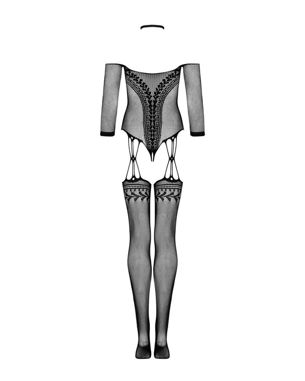 Schwarzes Bodystocking G333 mit verlockenden Verzierungen von Obsessive – Ansicht 4