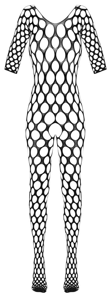 Schwarzer Langarm-Catsuit ouvert im Loch-Design mit tiefem Rückenausschnitt von Fantasy by Cottelli – Ansicht 5