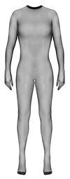 Schwarzer Catsuit ouvert aus Netzmaschen mit Handschuhen und Füßen von Fantasy by Cottelli – Ansicht 5