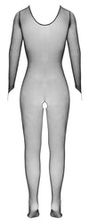 Schwarzer sinnlicher Langarm Netz Catsuit mit stylischen Fingerschlaufen von Fantasy by Cottelli – Ansicht 6