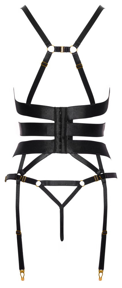 Schwarze verführerische Strapscorsage mit goldenen Akzenten von Cottelli LINGERIE – Ansicht 7