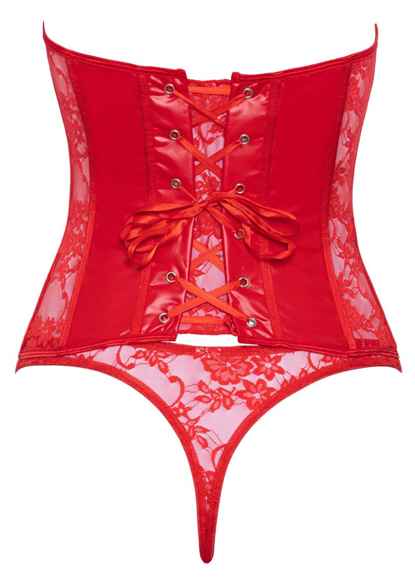 Rotes verführerisches Corsagen Set mit Wetlook und Spitze von Cottelli LINGERIE – Ansicht 6
