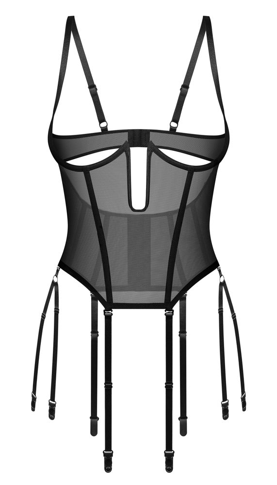 Schwarze busenfreie Corsage Euphori im minimalistischen Style von Obsessive – Ansicht 7