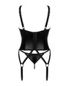 Schwarzes aufregendes Wetlook Strapshemd mit verführerischen Cut outs von Obsessive – Ansicht 4