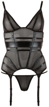 Schwarzes Strapshemd und String aus Powernet mit Wetlook-Streifen von Cottelli – Ansicht 4
