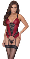 Rotes Strapshemd aus Spitze und Powernet im Stoff-Mix von Cottelli – Ansicht 3