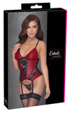 Rotes Strapshemd aus Spitze und Powernet im Stoff-Mix von Cottelli