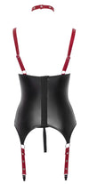 Schwarzes Ouvert-Set aus Strapshemd und String mit Halsband und Handfesseln von Cottelli BONDAGE – Ansicht 7
