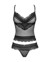 Schwarzes Set Ivannes mit Top und Tanga und extrem sexy Spitze von Obsessive – Ansicht 3