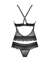 Schwarzes Set Ivannes mit Top und Tanga und extrem sexy Spitze von Obsessive – Ansicht 4