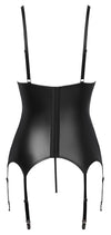 Schwarzes Strapshemd-Set im Mattlook mit lila Spitzen-Einsätzen (Ouvert) von Cottelli – Ansicht 8