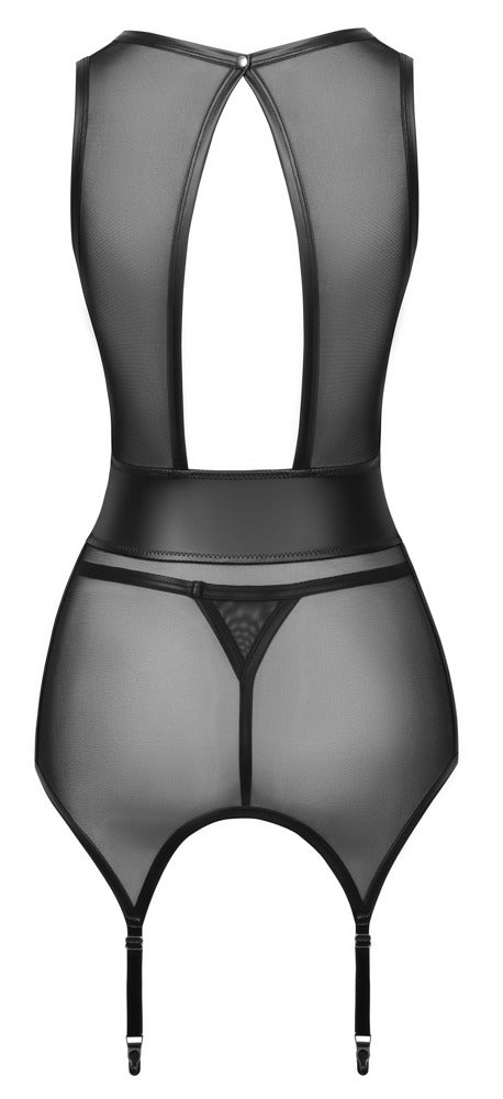 Schwarzes Strapshemd-Set aus Powernet mit Mattlook-Details von Cottelli – Ansicht 8