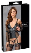 Schwarzes verführerisches Strapshemd mit String und Fesseln von Cottelli BONDAGE