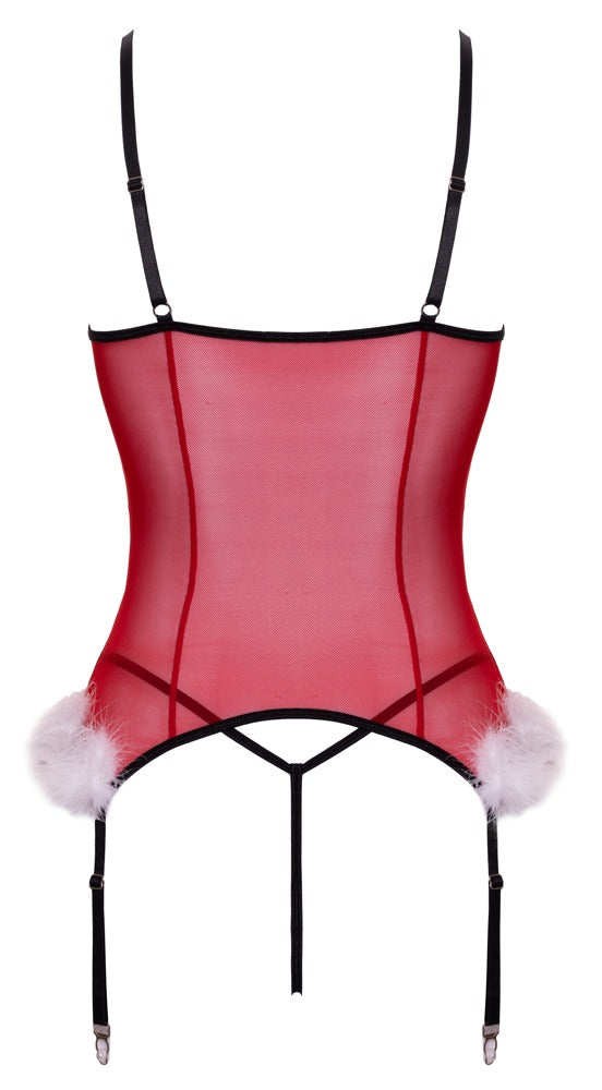Rotes verführerisches Strapshemd Set mit Federbesatz von Cottelli LINGERIE – Ansicht 5