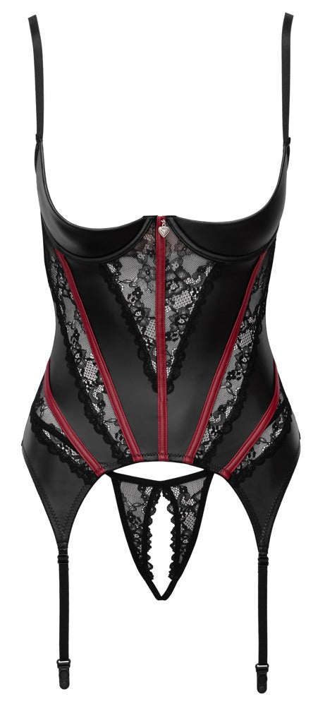 Schwarzes atemberaubendes Hebe Strapshemd Set mit offener Front von Cottelli LINGERIE – Ansicht 6