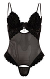 Schwarzer Stringbody aus Powernet mit Samtflockprint von Cottelli – Ansicht 8