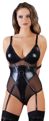 Schwarzer Body aus Wetlook und Powernet mit Ring und Zips von Cottelli BONDAGE – Ansicht 2