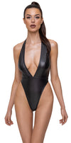 Schwarzer Riostring-Body im Mattlook mit tiefem Dekolleté und freiem Rücken von Cottelli PARTY – Ansicht 2