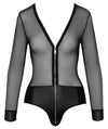 Schwarzer transparenter Langarm-Body aus Powernet mit Mattlook-Höschenteil von Cottelli PARTY – Ansicht 8