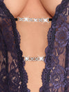 Lilafarbener Straps-Body ouvert aus Spitze mit Glitzer-Ketten von Cottelli – Ansicht 6