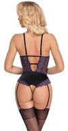 Lilafarbener Straps-Body ouvert aus Spitze mit Glitzer-Ketten von Cottelli – Ansicht 5
