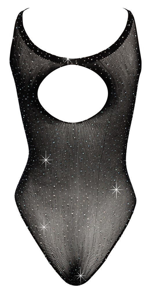 Schwarzer Body aus Stretchmaterial mit Strass-Besatz und Rankenoptik von Fantasy by Cottelli – Ansicht 6