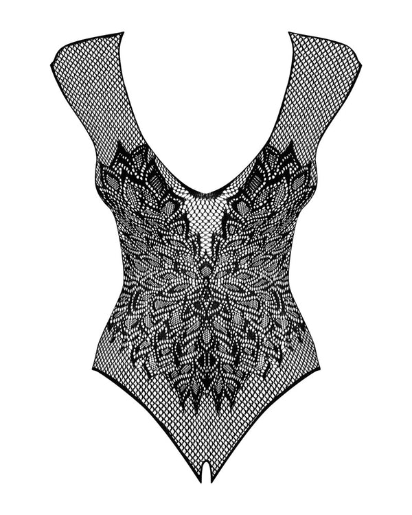 Schwarzer Body B112 aus weichem Mesh mit frechem Design von Obsessive – Ansicht 6