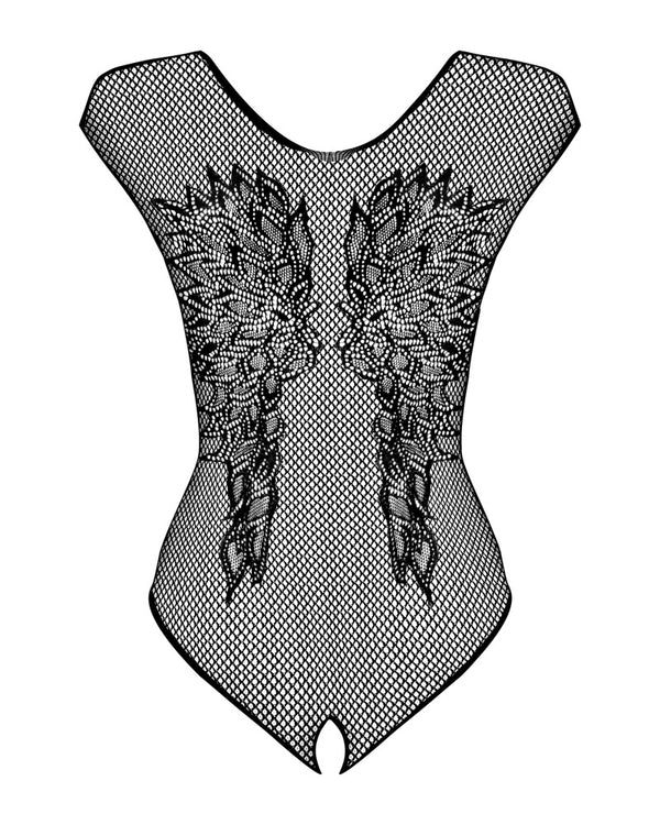 Schwarzer Body B112 aus weichem Mesh mit frechem Design von Obsessive – Ansicht 7