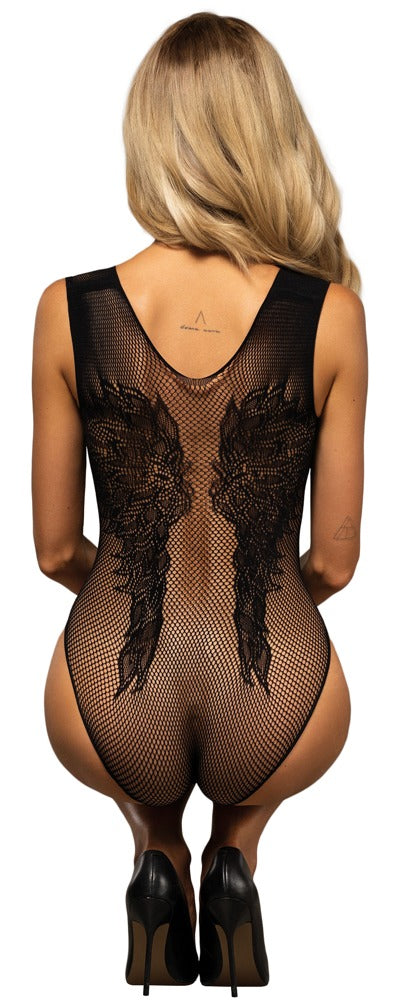 Schwarzer Body B112 aus weichem Mesh mit frechem Design von Obsessive – Ansicht 5