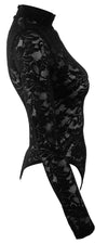 Schwarzer verführerischer Spitzenbody mit elegantem Stehkragen von Cottelli LINGERIE – Ansicht 6
