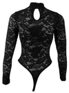 Schwarzer verführerischer Spitzenbody mit elegantem Stehkragen von Cottelli LINGERIE – Ansicht 7