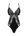 Schwarzer knapper Body Maderris aus Stretchmaterial und Spitze von Obsessive – Ansicht 3