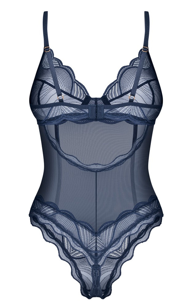 Transparenter Body ouvert Nightly Blue in elegantem Blau-in-Blau von Obsessive – Ansicht 5