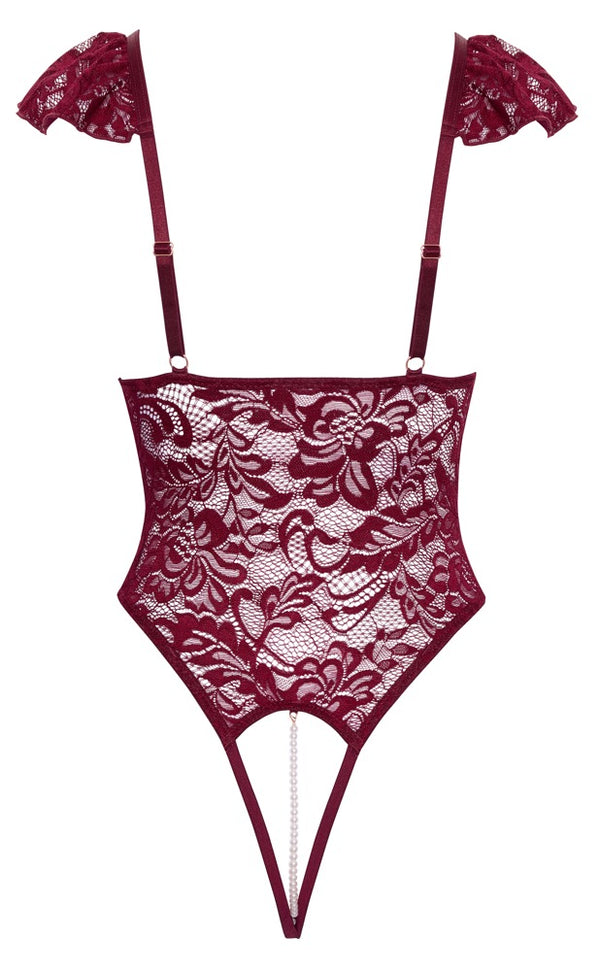 Roter verführerischer Stringbody mit Perlenketten und Spitze von Cottelli LINGERIE – Ansicht 8
