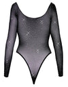 Schwarzer Langarm-Body aus Netz mit Glitzersteinen im Riostring-Style von Fantasy by Cottelli – Ansicht 6