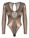 Bronzefarbener Langarm-Body Soranna im Rio-Style mit Glow-Look von Obsessive – Ansicht 3