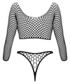 Schwarzer Netzbody mit großen Maschen in Zweiteiler-Optik mit Ringen von Fantasy by Cottelli – Ansicht 7