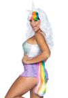 Kostümzubehör - Einhorn Perücke mit Regenbogen Detail | Leg Avenue