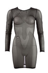Schwarzes kurzes Langarm-Kleid aus feinem Powernet wie eine zweite Haut von Cottelli PARTY – Ansicht 4